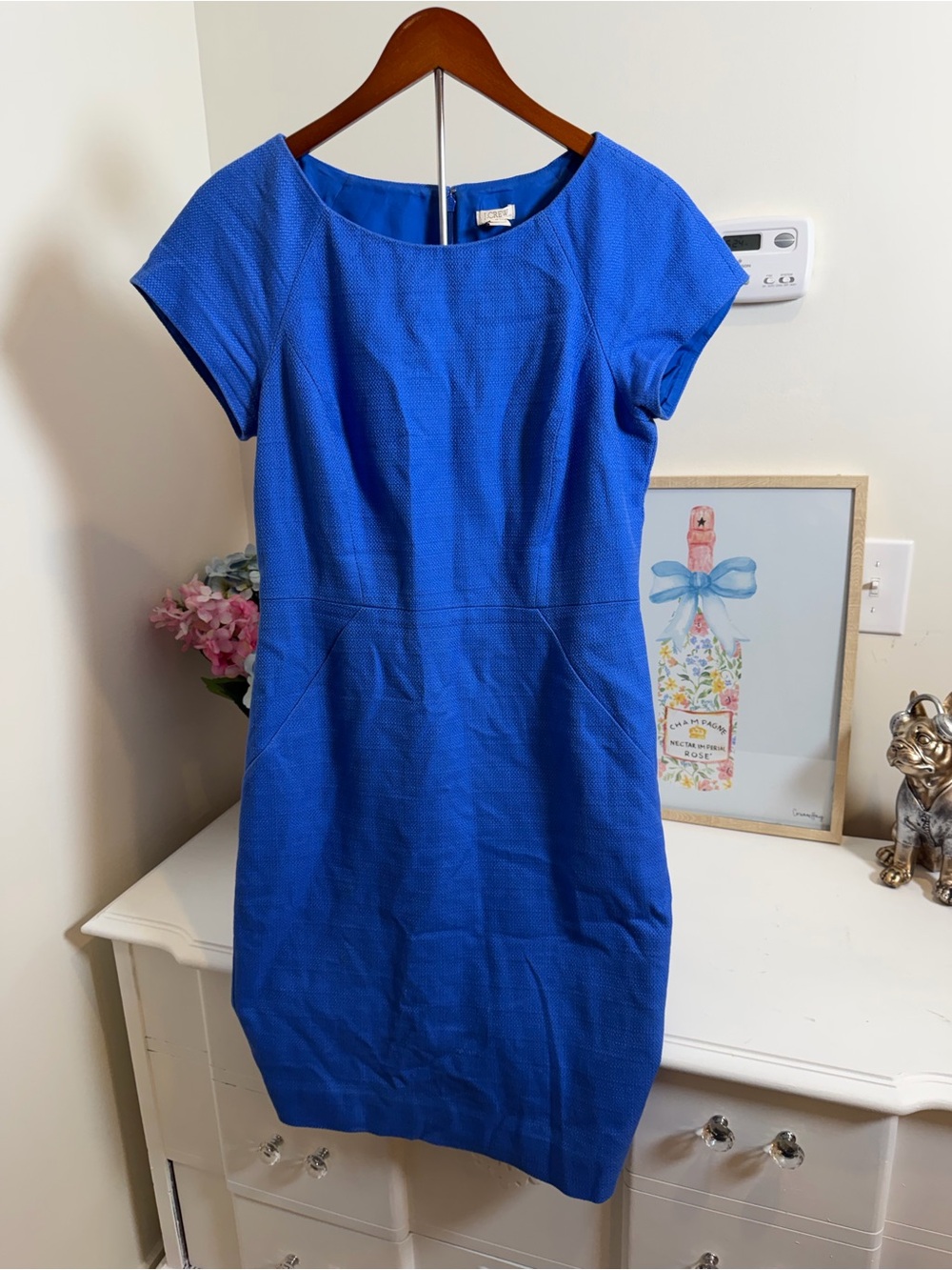 J. Crew Cobalt Blue Textured Basketweave Sheath Dress | Size 8